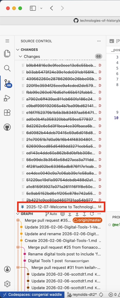 Screenshot of virtual VS Code in GitHub Codespaces