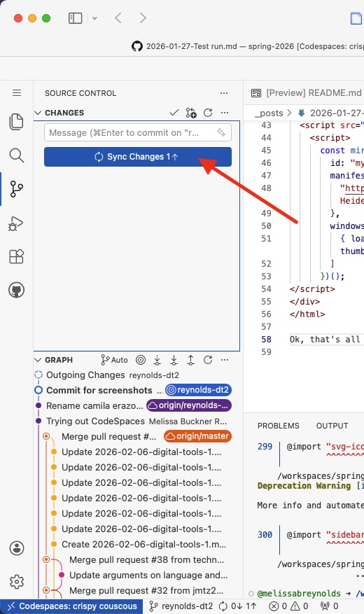 Screenshot of virtual VS Code in GitHub Codespaces